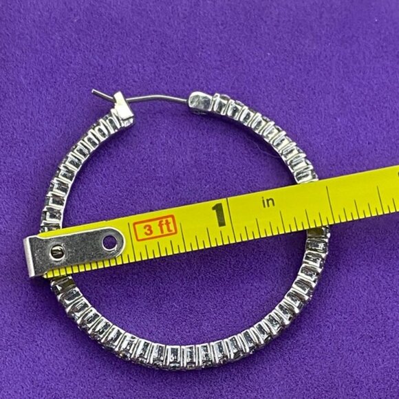 Elegant Silver CZ Hoop Earrings - Picture 6 of 7